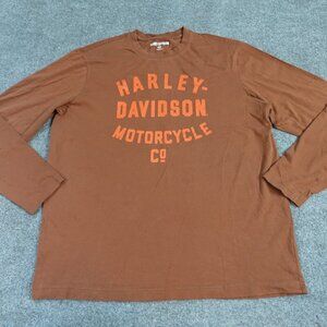 Harley Davidson T-shirt L Orange Long Sleeve Bedford Texas 2005 Vintage
